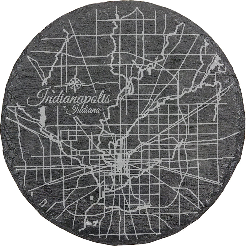 Indianapolis, Indiana Round Slate Coaster