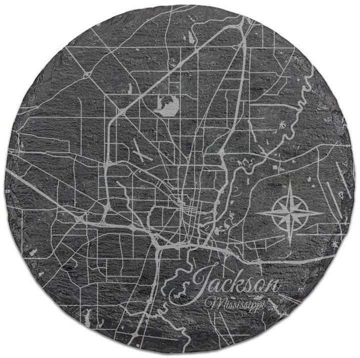 Jackson, Mississippi Round Slate Coaster