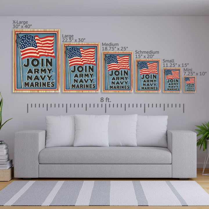 Join Army, Navy, Marines Vintage Poster