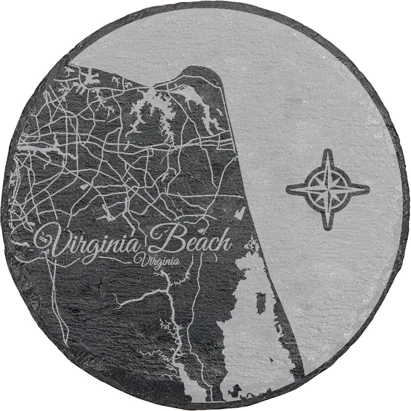 Virginia Beach, Virginia Round Slate Coaster