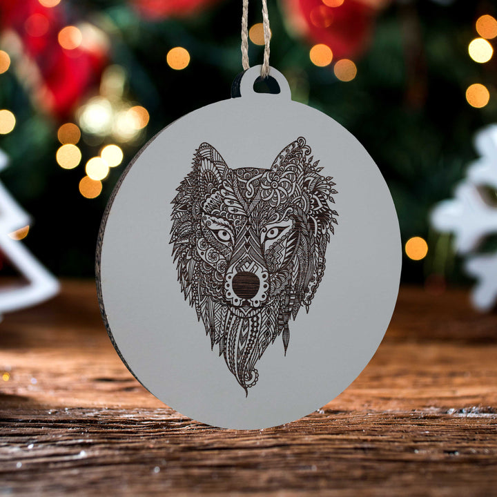 Geometric Wolf Ornament