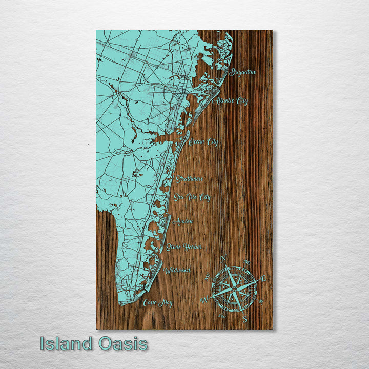 Atlantic City, NJ to Cape May, NJ Whimsical Map - Fire & Pine