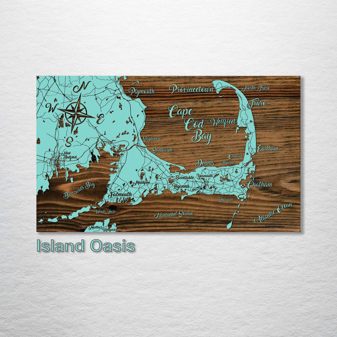 Cape Cod Bay, Massachusetts Whimsical Map - Fire & Pine