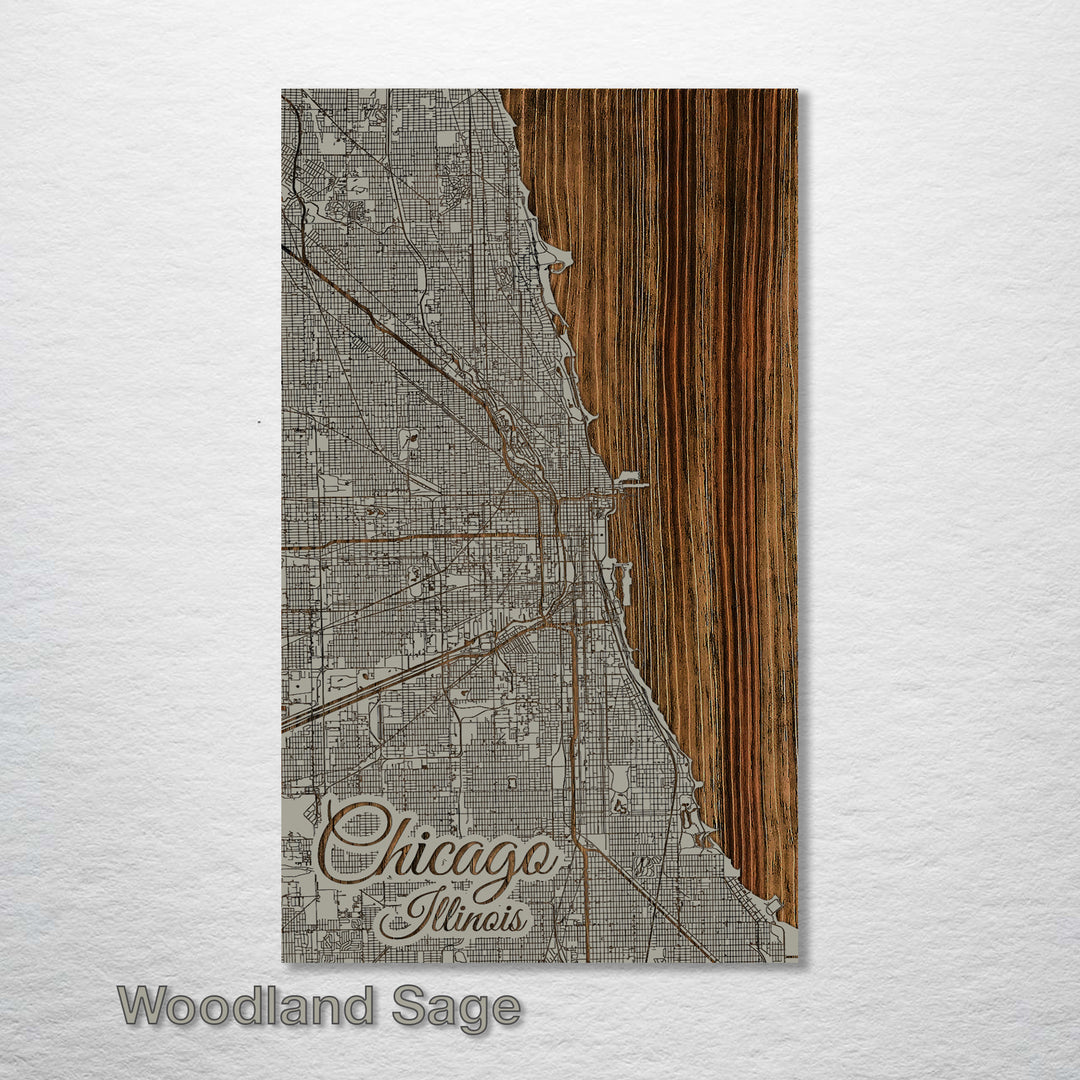 Chicago, Illinois Street Map - Fire & Pine