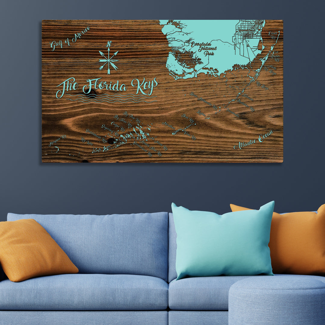 Florida Keys, Florida Whimsical Map - Fire & Pine