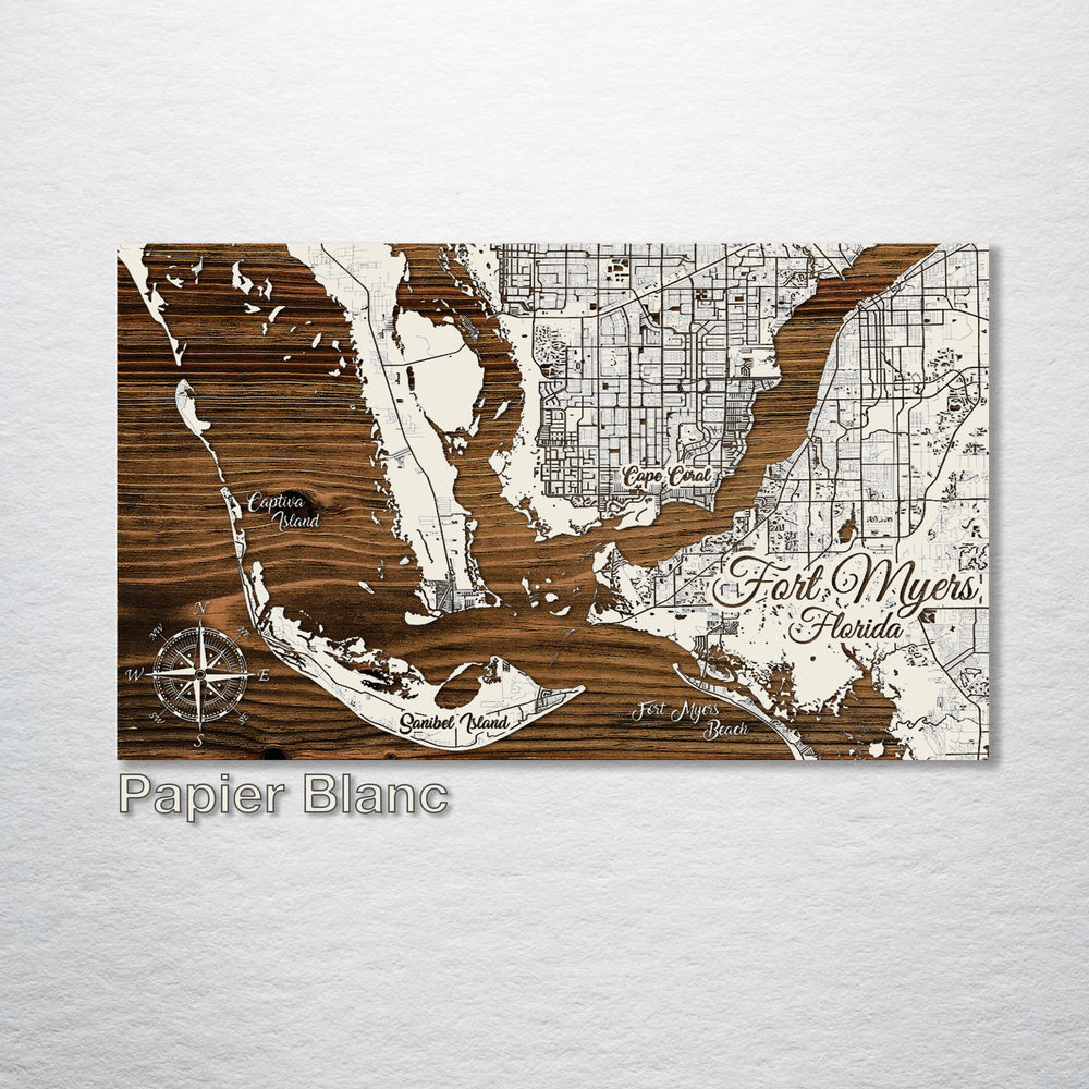 Fort Myers, Florida Whimsical Map - Fire & Pine