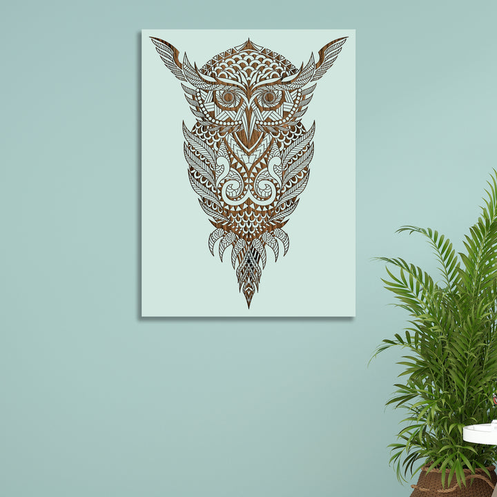 Geometric Owl Abstract - Fire & Pine