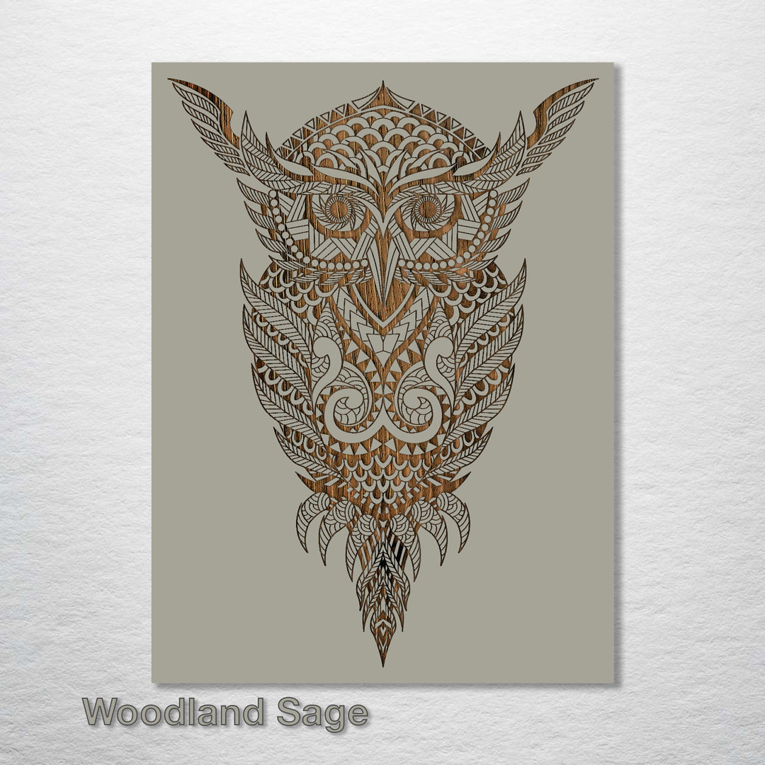 Geometric Owl Abstract - Fire & Pine