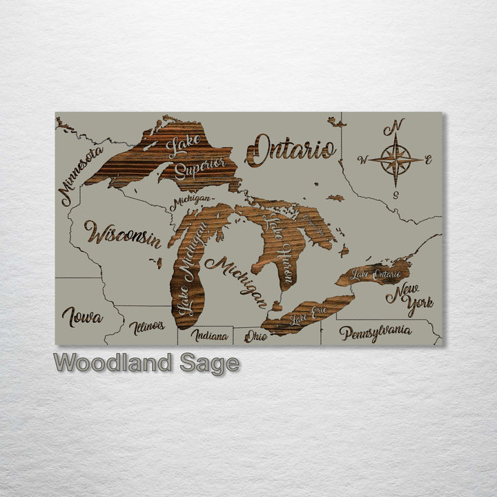 Great Lakes Whimsical Map - Fire & Pine