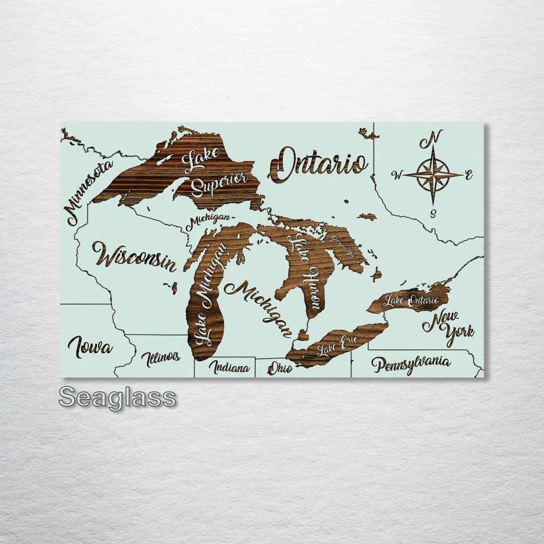 Great Lakes Whimsical Map - Fire & Pine