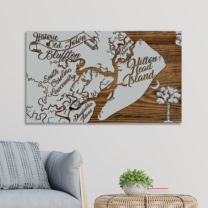 Hilton Head Island, South Carolina Whimsical Map - Fire & Pine