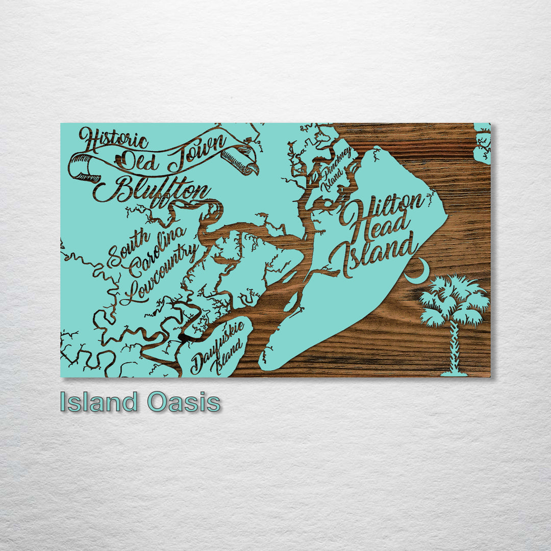 Hilton Head Island, South Carolina Whimsical Map - Fire & Pine