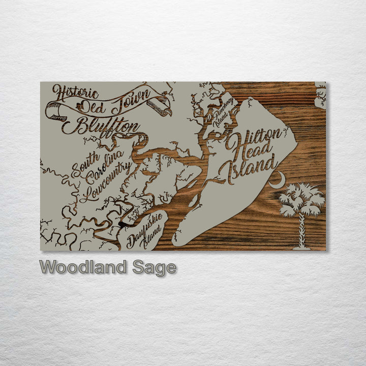 Hilton Head Island, South Carolina Whimsical Map - Fire & Pine