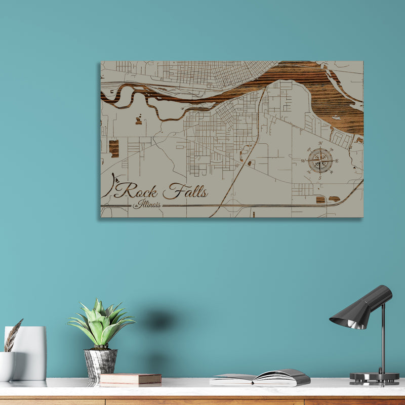 Rock Falls, Illinois Street Map – Fire & Pine