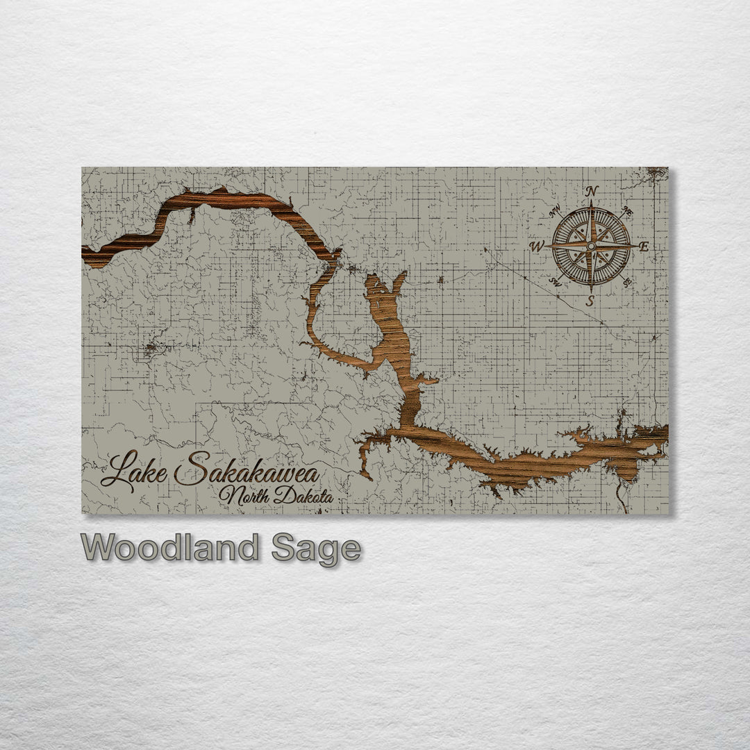 Lake Sakakawea, North Dakota Map - Fire & Pine