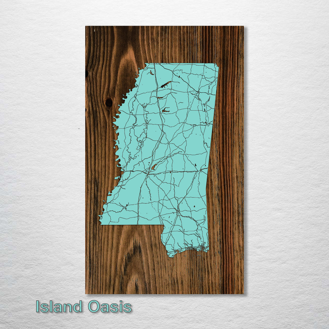 Mississippi Isolated Map - Fire & Pine