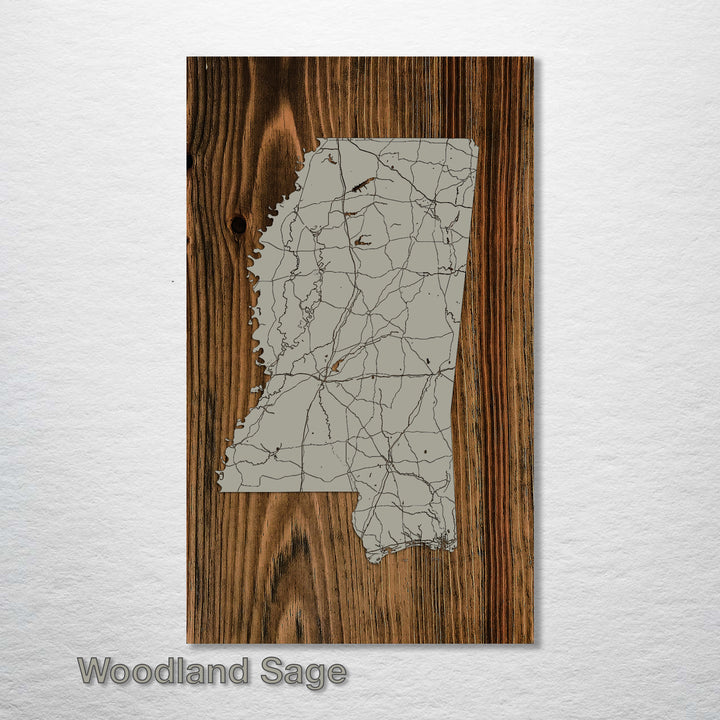 Mississippi Isolated Map - Fire & Pine