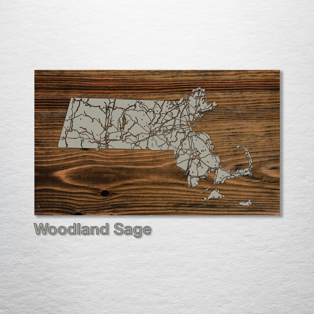 Massachusetts Isolated Map - Fire & Pine