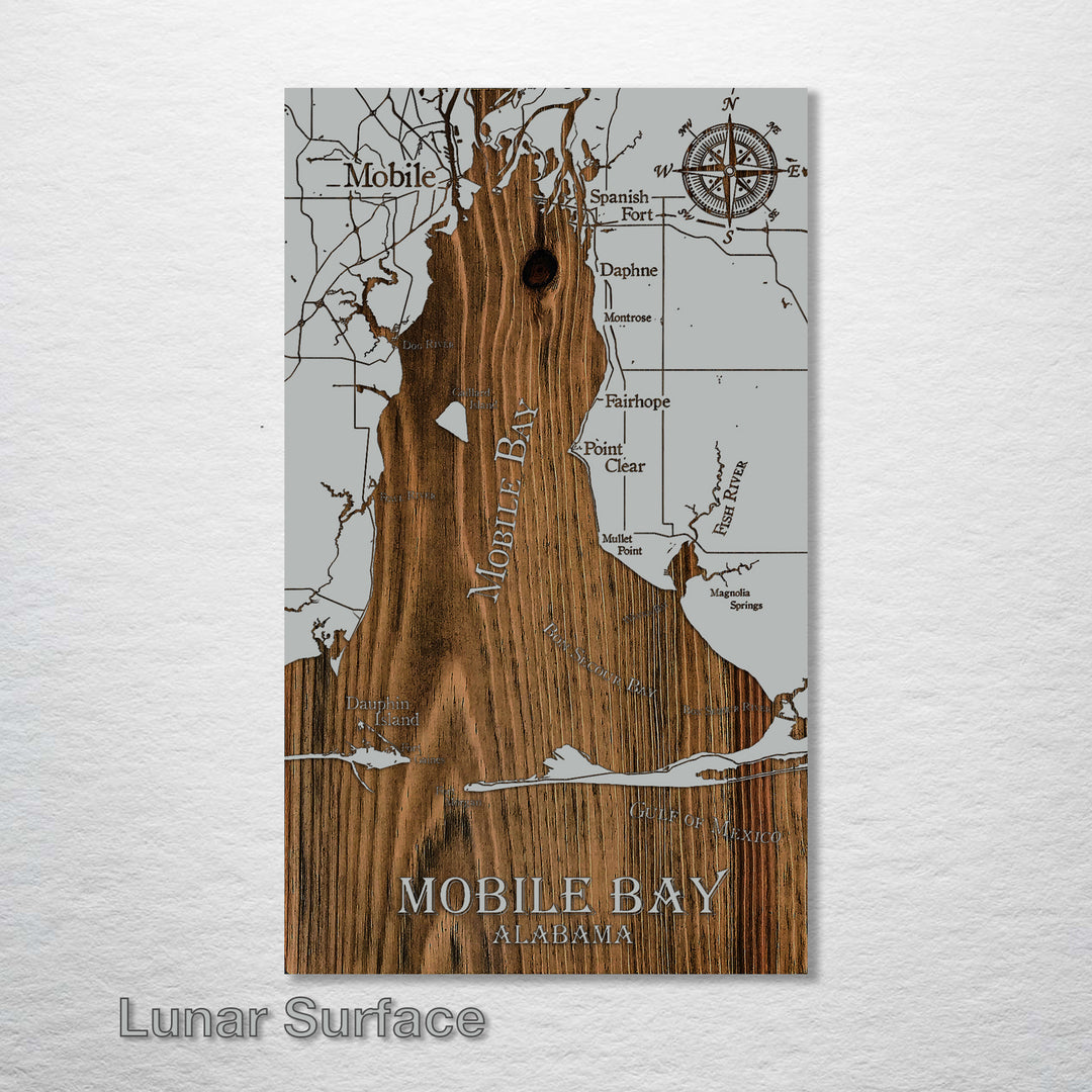 Mobile Bay, Alabama Whimsical Map - Fire & Pine