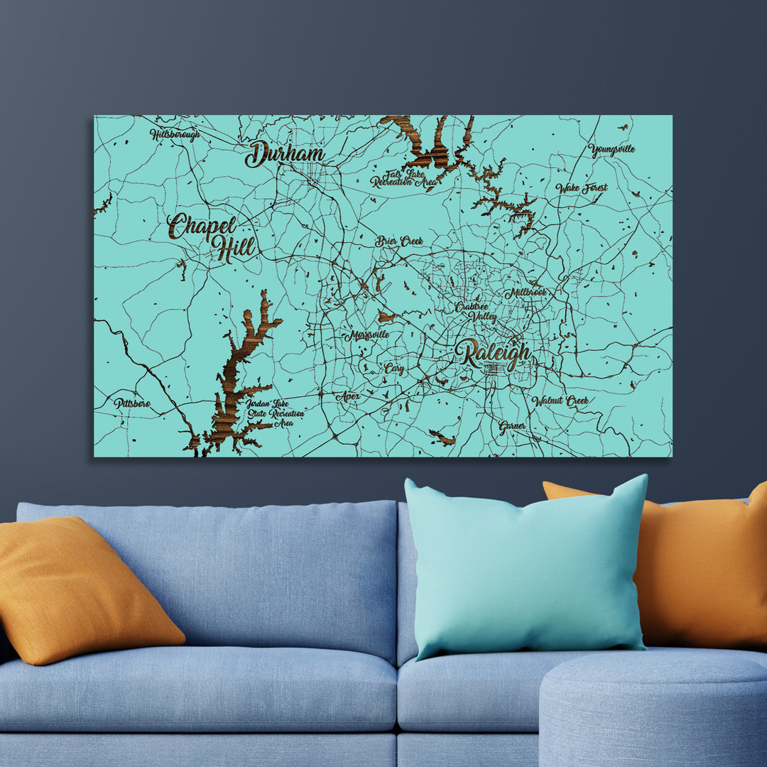 Raleigh, North Carolina Whimsical Map - Fire & Pine