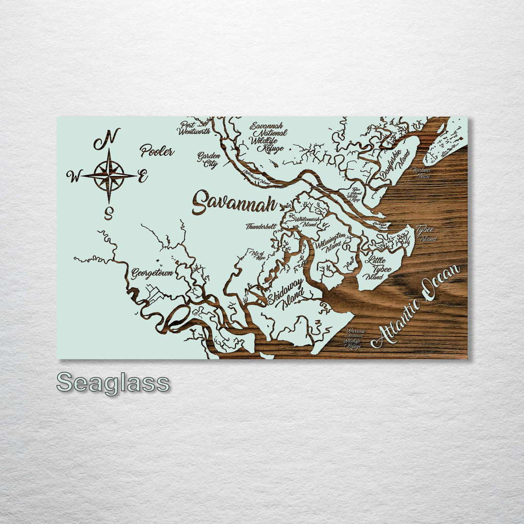 Savannah, Georgia Whimsical Map - Fire & Pine