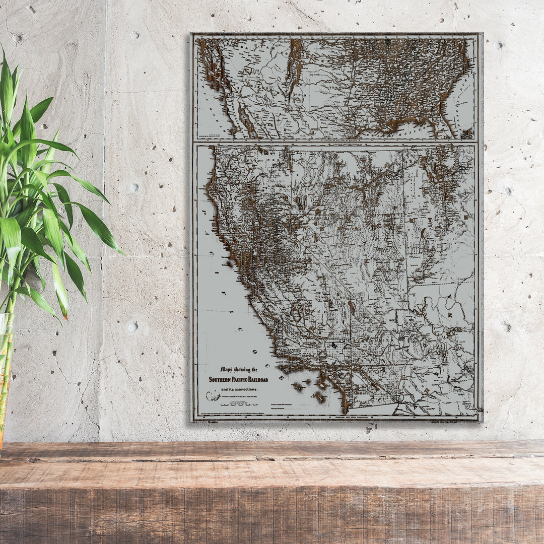 Historic Map of the Southern Pacific Railroad - Fire & Pine